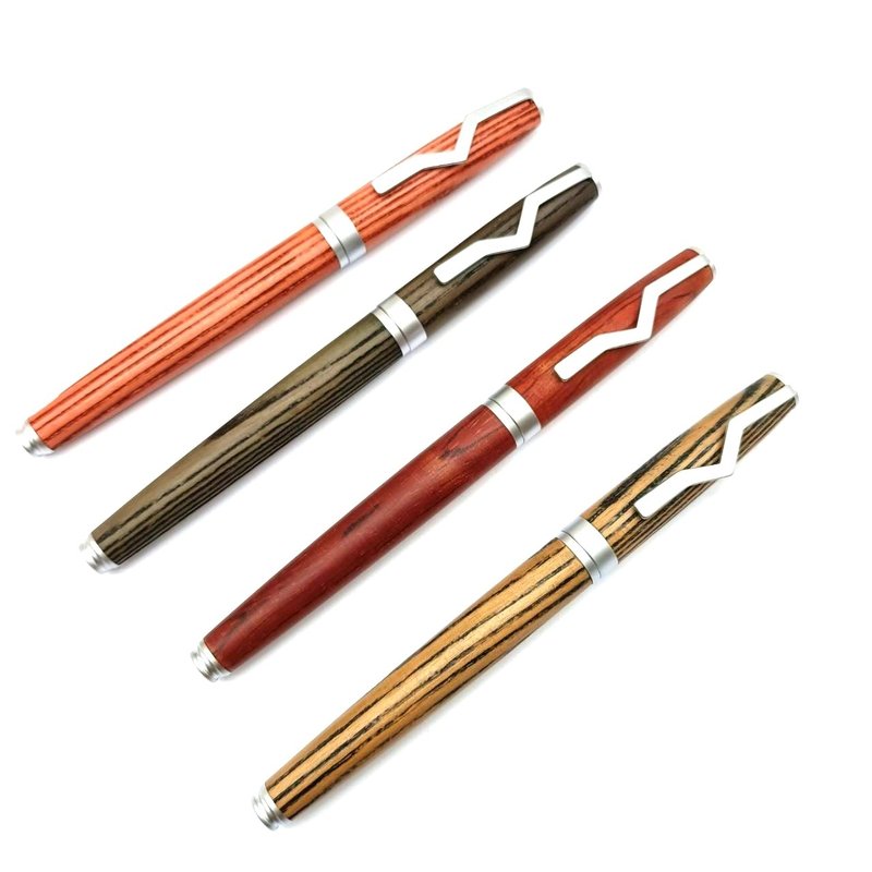 Wood pen natural wood grain rosewood S clip ball pen with pen box Schmidt 888F - ไส้ปากกาโรลเลอร์บอล - ไม้ 