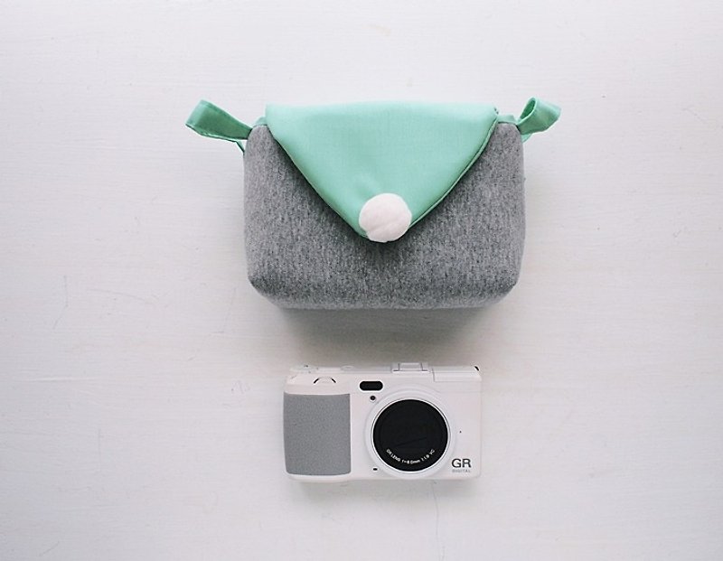 hairmo triangle envelope simple activity buckle camera bag zipper style - gray + water blue TC (single eye / class - กระเป๋ากล้อง - กระดาษ สีเขียว