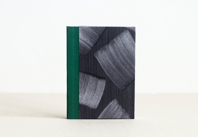 A Small Notebook / Journal with Handmade Paste Paper Cover - Dark Grey - สมุดบันทึก/สมุดปฏิทิน - กระดาษ สีเทา