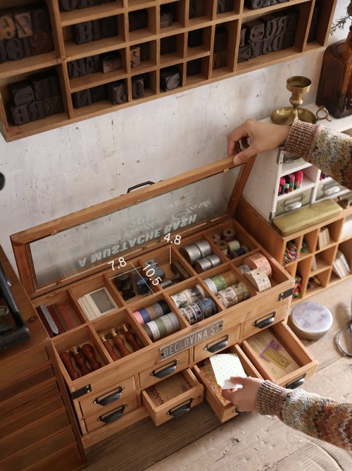 ハミルトンアメリカンレトロフリップトップガラス収納キャビネット