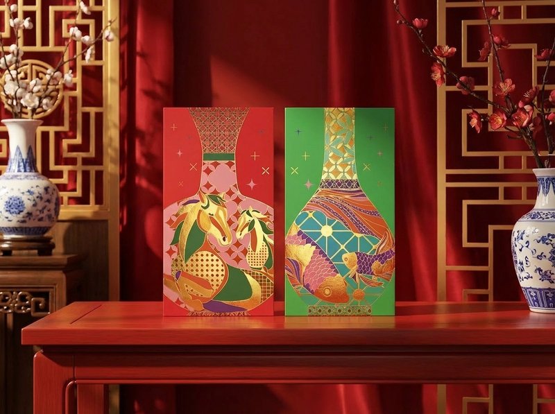 瑞瓶迎福丨利是廊 香港利是封 - 紅包袋/春聯 - 紙 多色