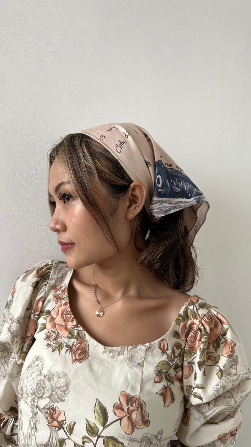 Pinocchio Mini Scarf - 絲巾 - 絲．絹 咖啡色