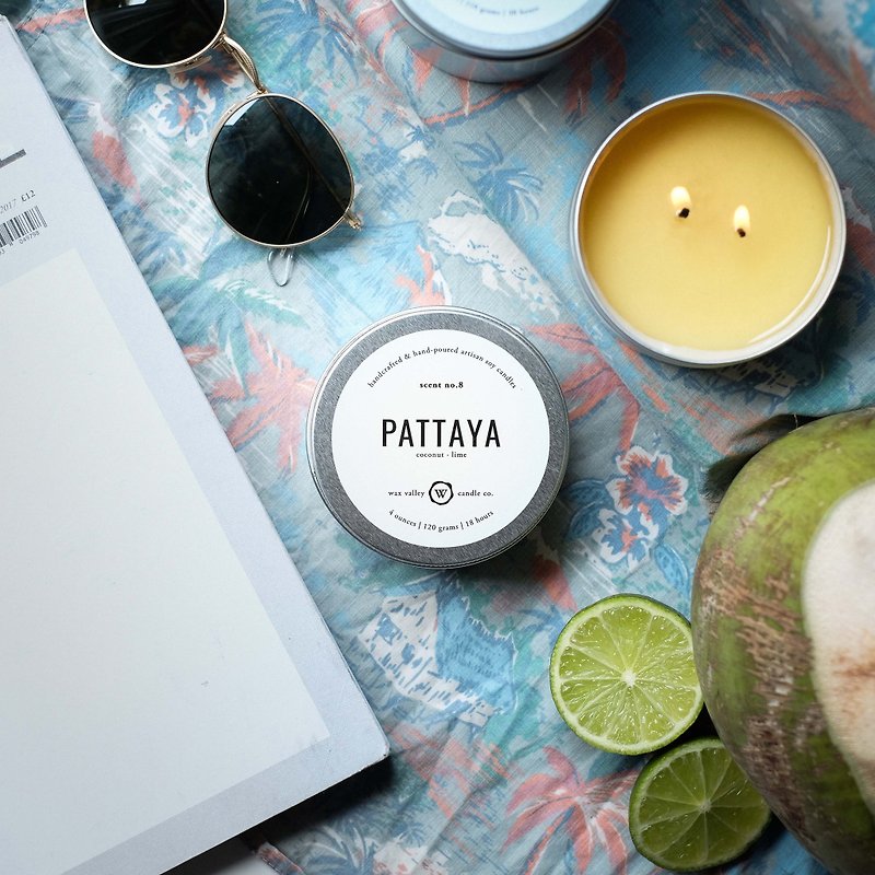 Soy Candle Pattaya Blend Travel Tin - Coconut & Lime - Candles & Candle Holders - Other Materials Silver