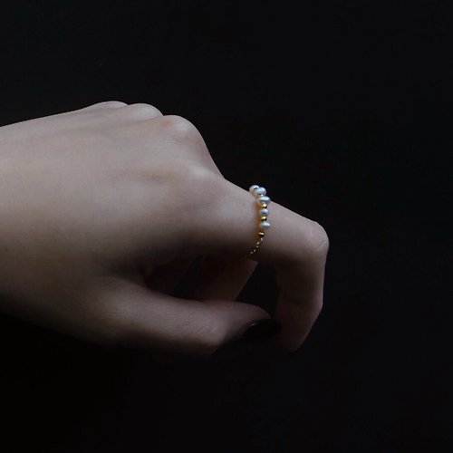 GIN天然珍珠手作飾品 天然珍珠小間隔調整戒指