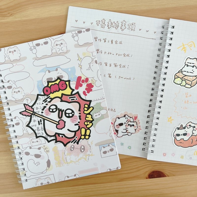 Bad Cat and Furry Cat-A5 Coil Notebook (White Comic Style-Gridded) - สมุดบันทึก/สมุดปฏิทิน - กระดาษ 