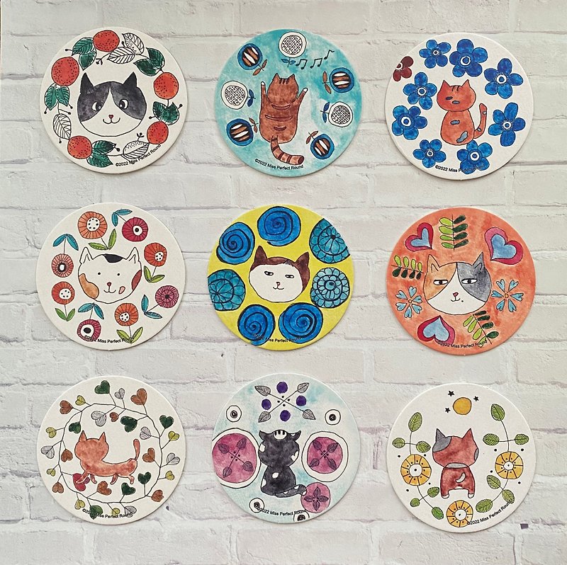 + Run in my heart + hand-painted wind paper coaster set/thick cardboard coaster/set of 9 pieces/wenqingfeng/home life - Cards & Postcards - Paper 