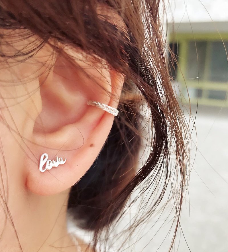 MIH Metalworking Jewelry | Hand-woven silver ear cuff woven silver ear cuff - ต่างหู - เงินแท้ สีเงิน