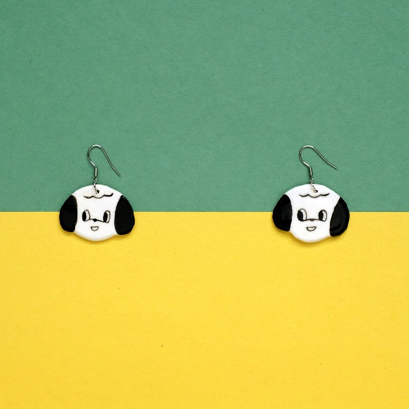 中型狗狗耳環 - 耳環/耳夾 - 陶 綠色
