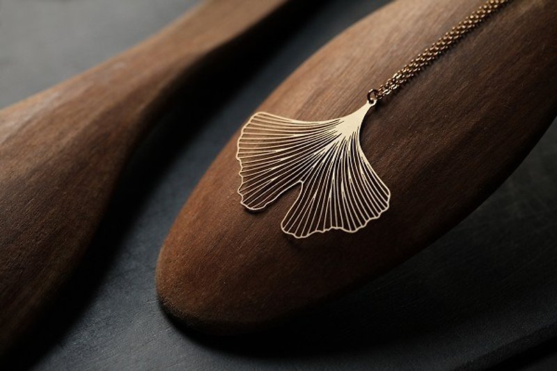 Gold Ginkgo Necklace Gold Ginkgo Pendant(S) - Necklaces - Other Metals 