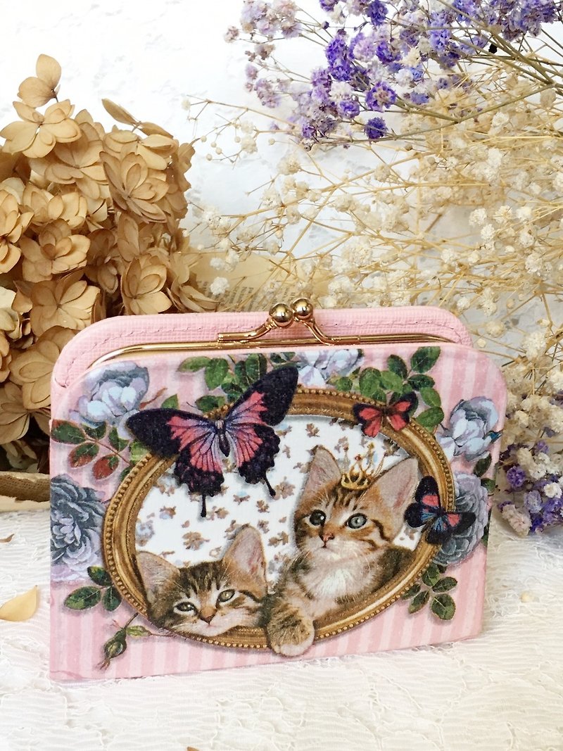 Handmade Gifts new "big mouth gold purse" Crown cat / Valentine's Day birthday gift exchange - กระเป๋าใส่เหรียญ - หนังแท้ 