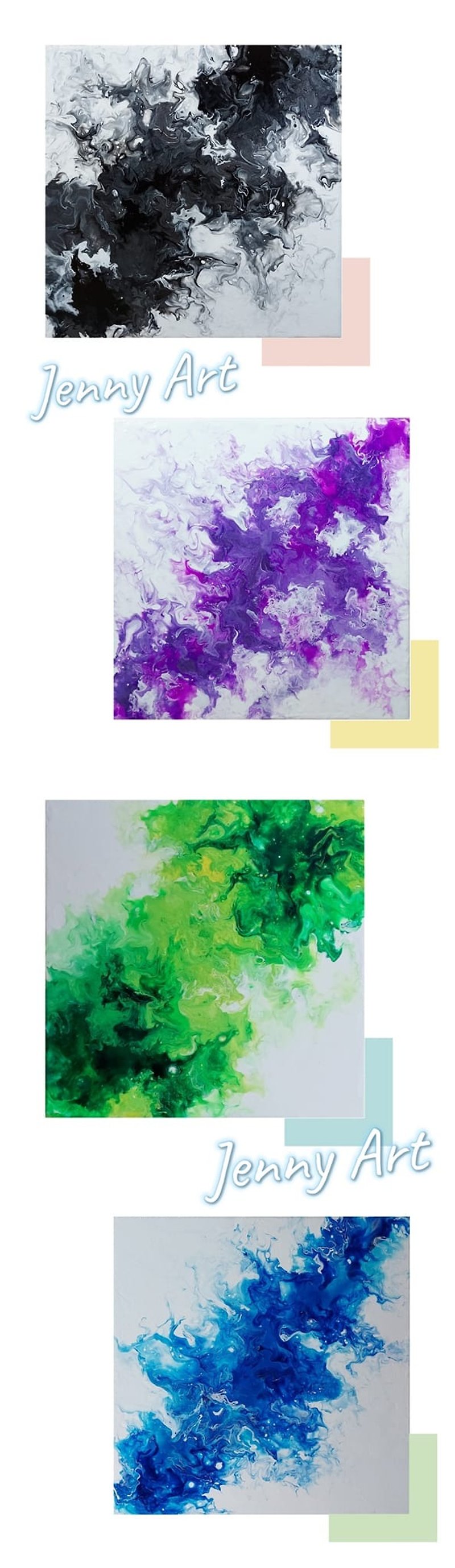 Four-part discount combination frameless painting Acrylic painting abstract painting - โปสเตอร์ - วัสดุอื่นๆ หลากหลายสี