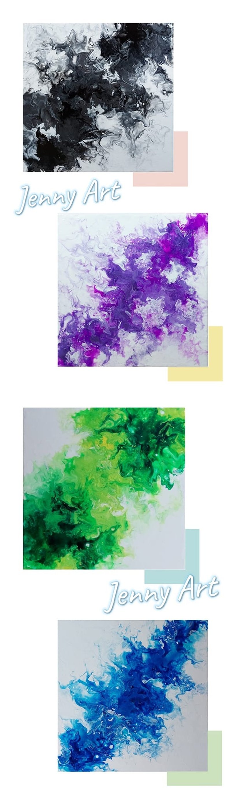 Four-part discount combination frameless painting Acrylic painting abstract painting - โปสเตอร์ - วัสดุอื่นๆ หลากหลายสี