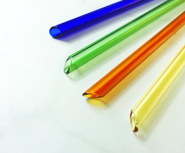 Colorful Reusable Glass Pyrex Drinking Straws Eco Friendly Round