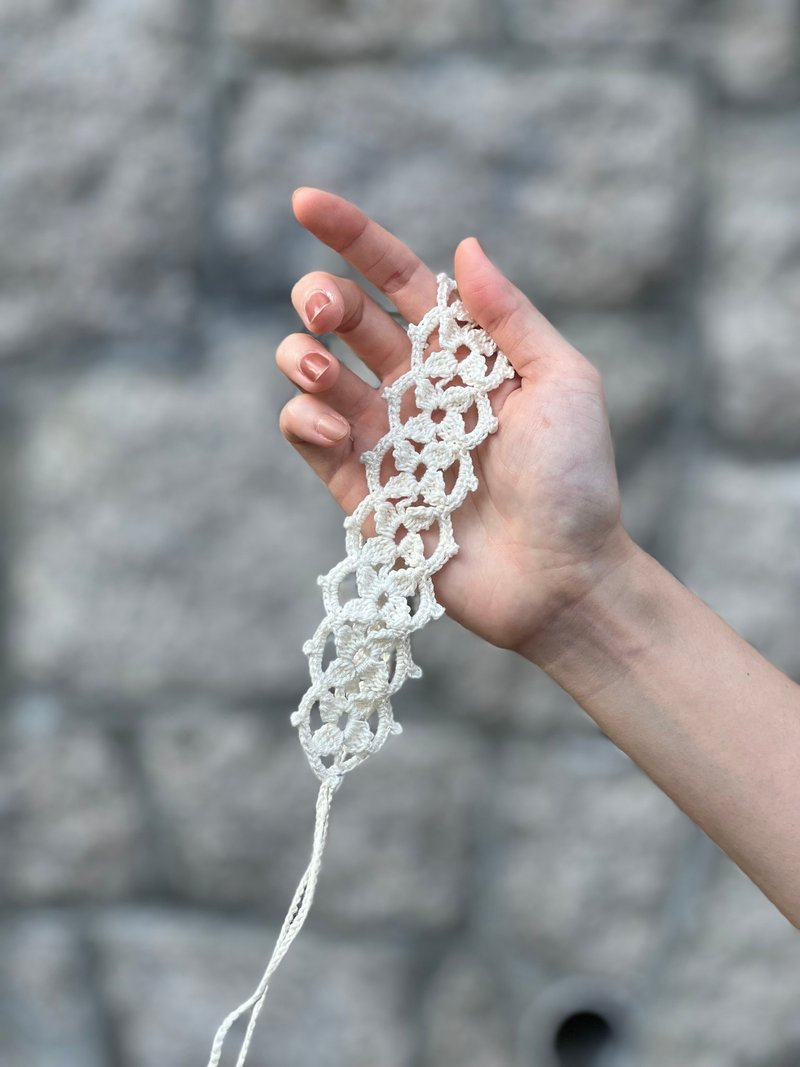 Crocheted Ivory Lace Hairband - Headbands - Cotton & Hemp White