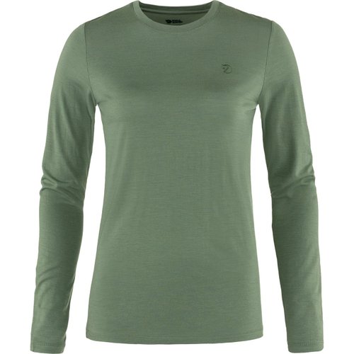 山衣丁 【Fjallraven 北極狐】Abisko Wool LS W 女 長袖羊毛排汗衣 綠繡
