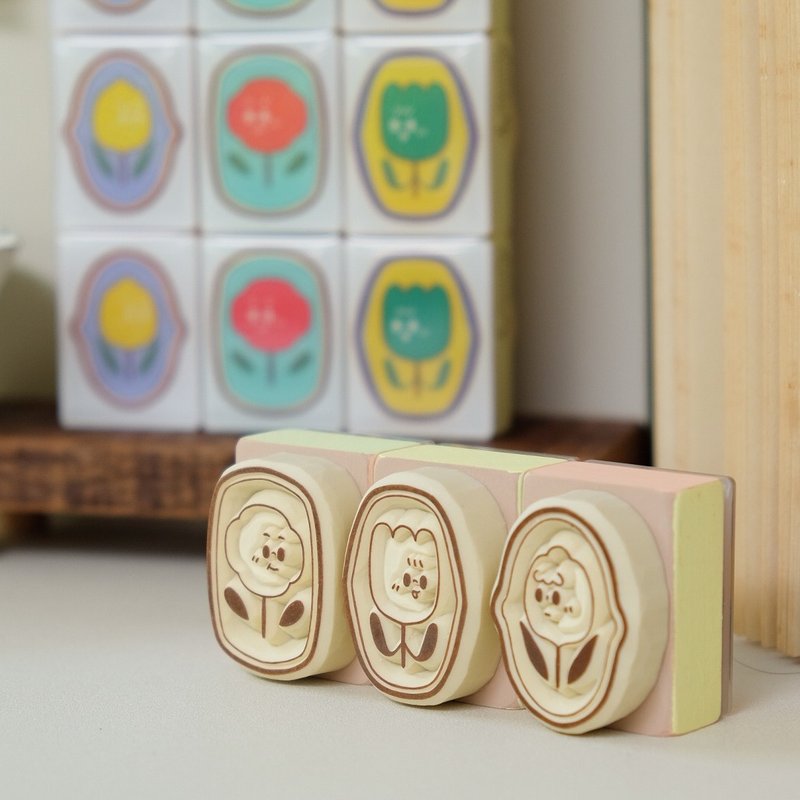 Whispering little flowers hand engraved eraser stamp - Stamps & Stamp Pads - Other Materials 