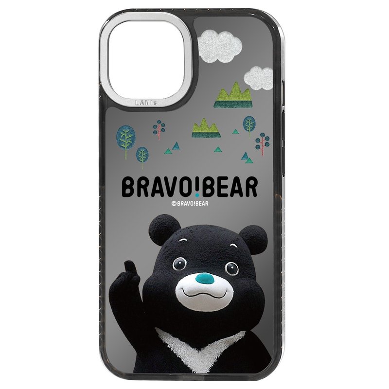 Mirror Bear Zan in Daan Forest Park with black frame iPhone 16 15 14 13 Pro Max - เคส/ซองมือถือ - วัสดุอีโค สีดำ