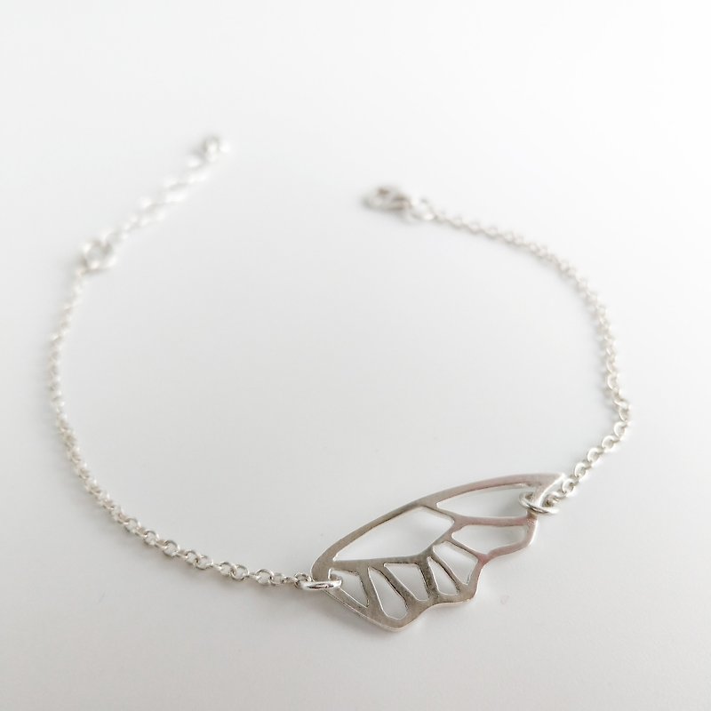 Hollow butterfly wings sterling silver bracelet - Bracelets - Other Metals Silver