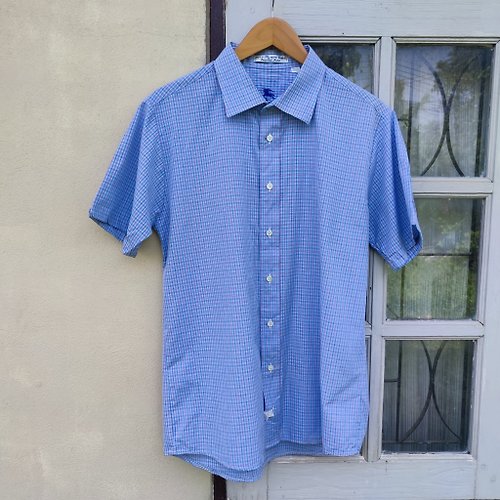 goodviewvintageshop Vintage Burberrys Checkered Cotton Blend Short Sleeve Shirt