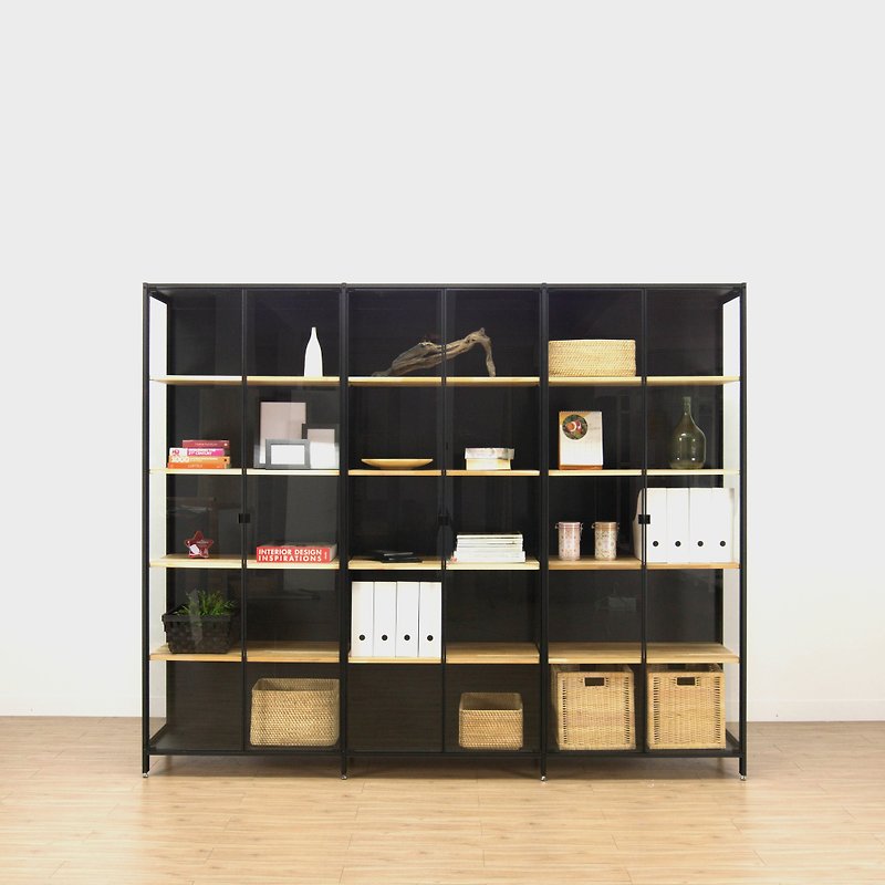 creesor- Shido 40 industrial style bookcase display cabinet - ชั้นวางหนังสือ - โลหะ สีดำ