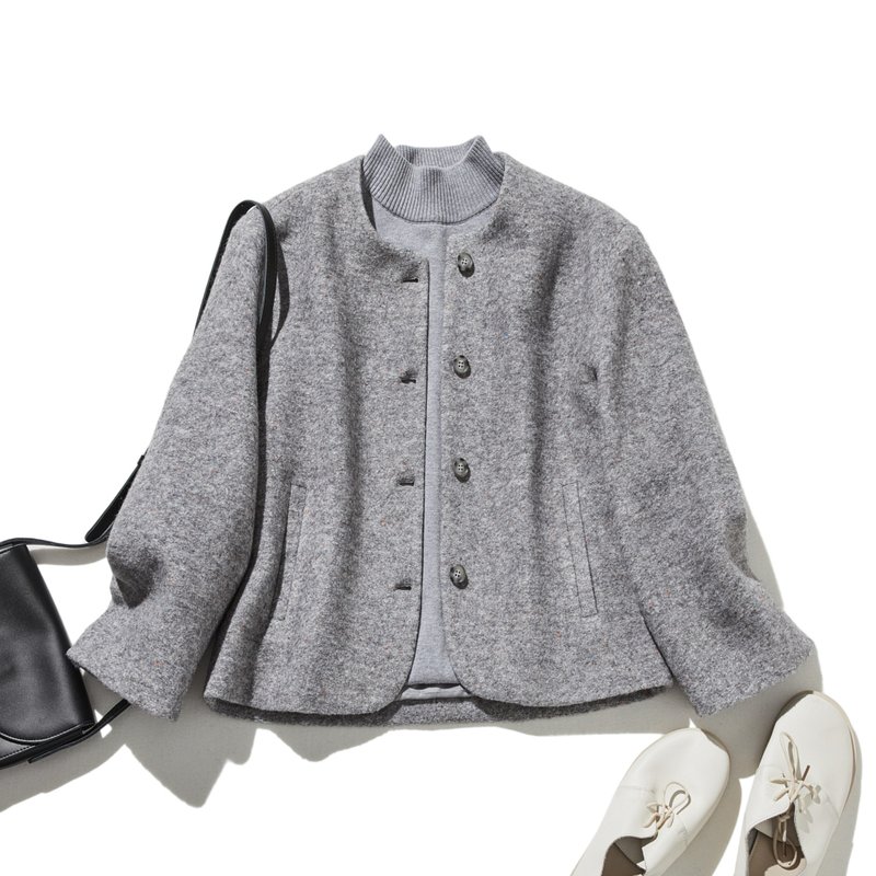 Elegant wool jacket, short outerwear, lined 241103-1 - Women's Blazers & Trench Coats - Wool 