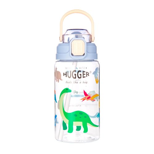 HUGGER HUGGER彈蓋吸管水壺(550ml)快樂恐龍 Tritan材質激勵標示兒童水壺