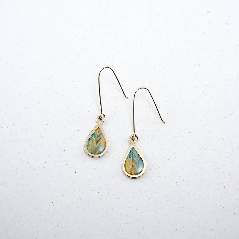Send wood style drop earrings / blue - Earrings & Clip-ons - Other Metals Blue