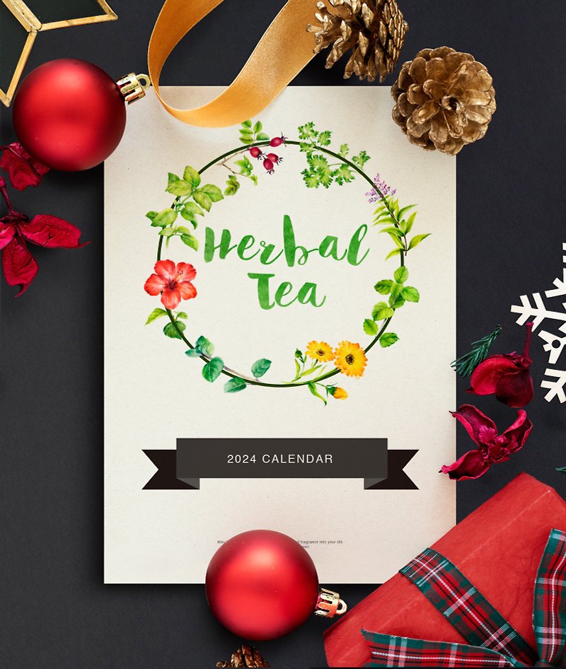 2024 A4 Herbal Tea Wall Art Calendar for Home Office Christmas Gift - Calendars - Paper Green