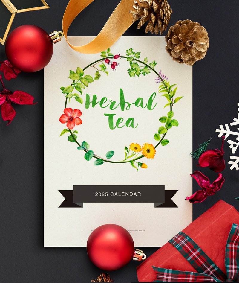 2025 A4 Herbal Tea Wall Art Calendar for Home Office Christmas Gift - Calendars - Paper Green