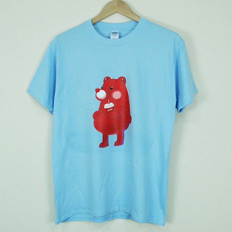 新創設計師-T恤：【熊】短袖T-shirt《兒童》(粉紅/水藍) -陳小安 - 其他 - 棉．麻 咖啡色