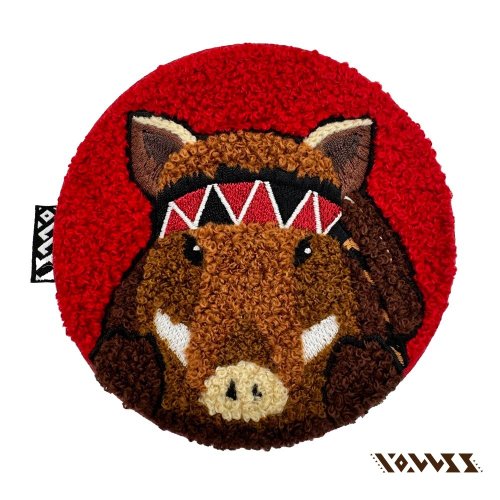 WasangShow 花生騷 【森林動物系列】山豬刺繡杯墊