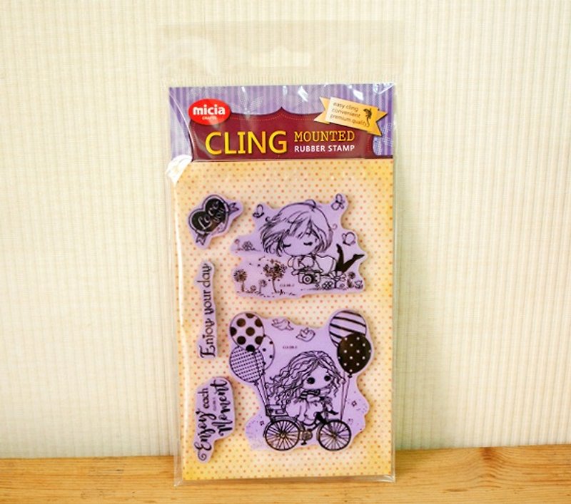 Self-adhesive stamp - Enjoy Life / Park / balloon / bicycle - Stamps & Stamp Pads - Rubber 