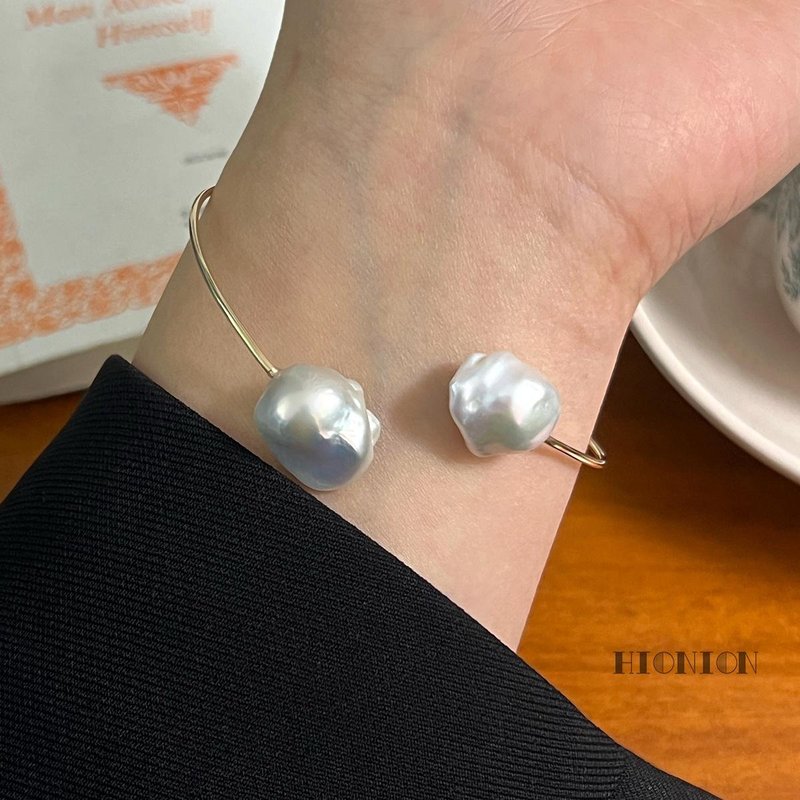 Hi Onion niche simple high-end natural baroque pearl bracelet imported from the United States 14K gold bracelet - สร้อยข้อมือ - วัสดุอื่นๆ 