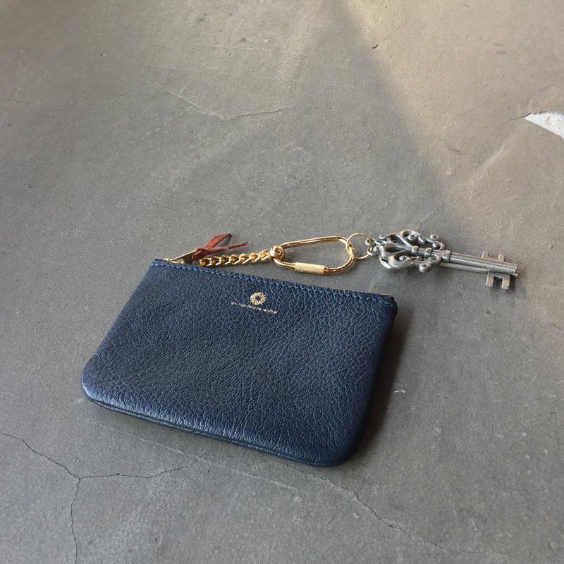 isni 多用途拉鍊鑰匙零錢包/極靜藍  @免費燙印字/免費送禮包裝 - 手袋/手提包 - 真皮 藍色