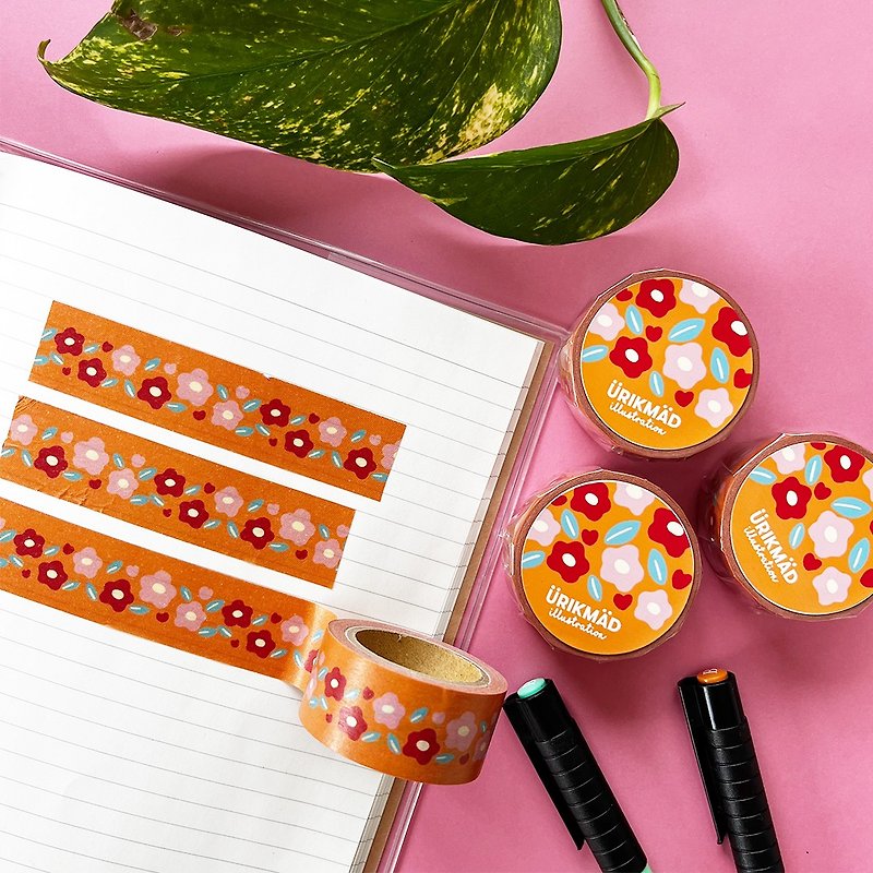 Floral Washi tape - A touch of retro color - Washi Tape - Paper Orange