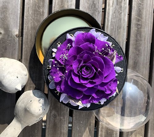 花林大地 高貴紫色美利亞玫瑰花盒 | 手工拼接特大保鮮玫瑰花 | 情人節