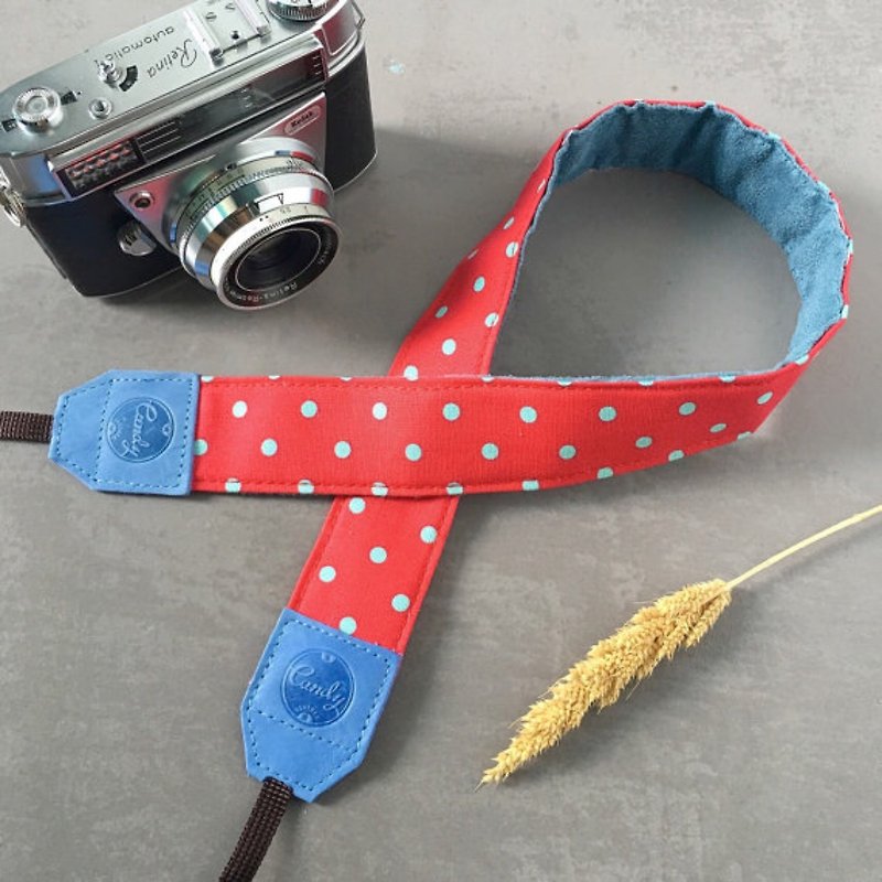 Red Blue Polkadot Mirrorless or DSLR Camera Strap - Cameras - Cotton & Hemp Red
