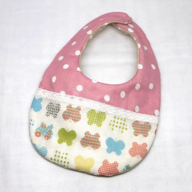 8 double gauze baby style polka dot and butterfly - Bibs - Cotton & Hemp Pink