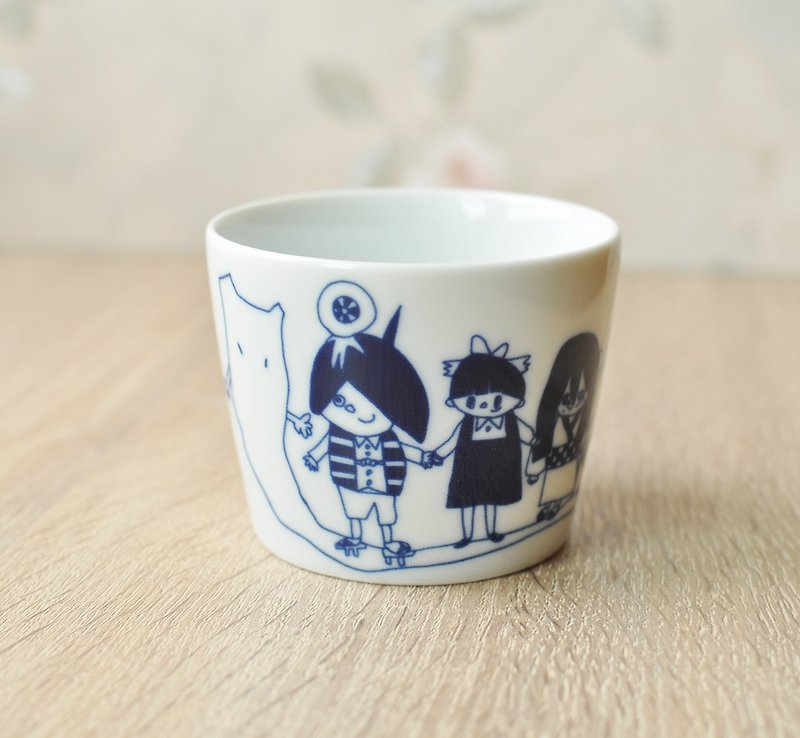 【日本SDL】日本製茶碗・だれ・おやつ（きたろ柄） - 茶碗・ボウル - 磁器 ブルー