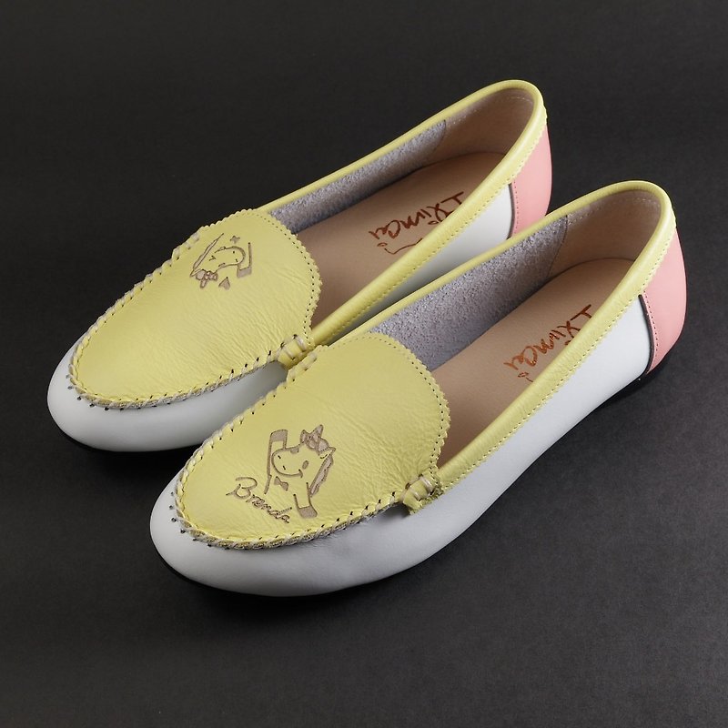 ILIMAI Brenda Simple Loafers-Mani Yellow - Women's Oxford Shoes - Genuine Leather Yellow