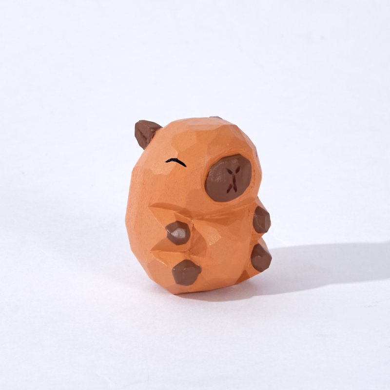 Caby 胖胖的卡皮巴拉水豚木雕 - 擺飾/家飾品 - 木頭 咖啡色