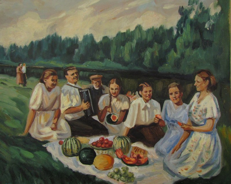 Picnic people painting, People in the meadow - Wall Décor - Other Materials 