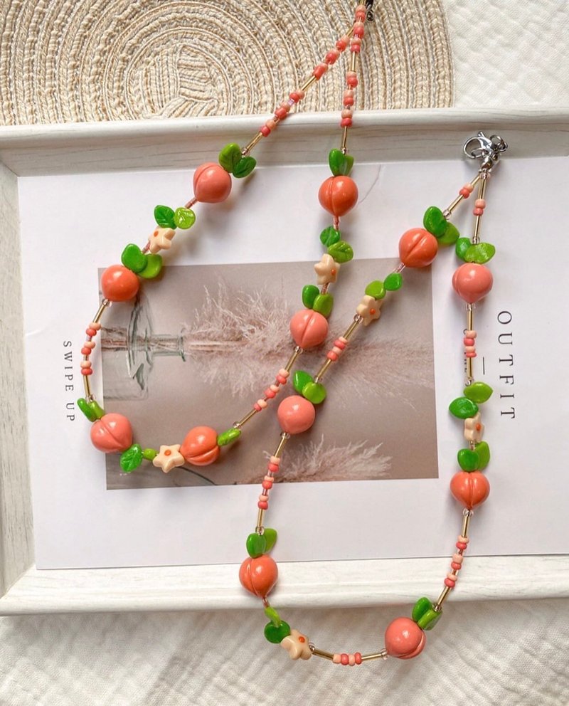 Cute Peach Necklace, Peach Necklace, Fruit Necklace, Cute Necklace - Necklaces - Clay 