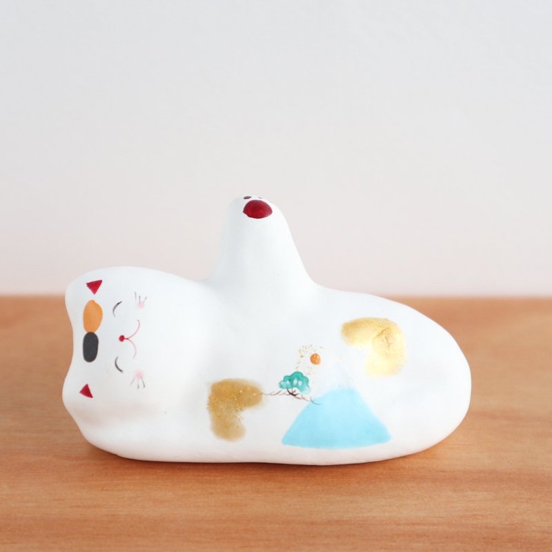 寝そべり　招き猫　富士山 - 擺飾/家飾品 - 黏土 