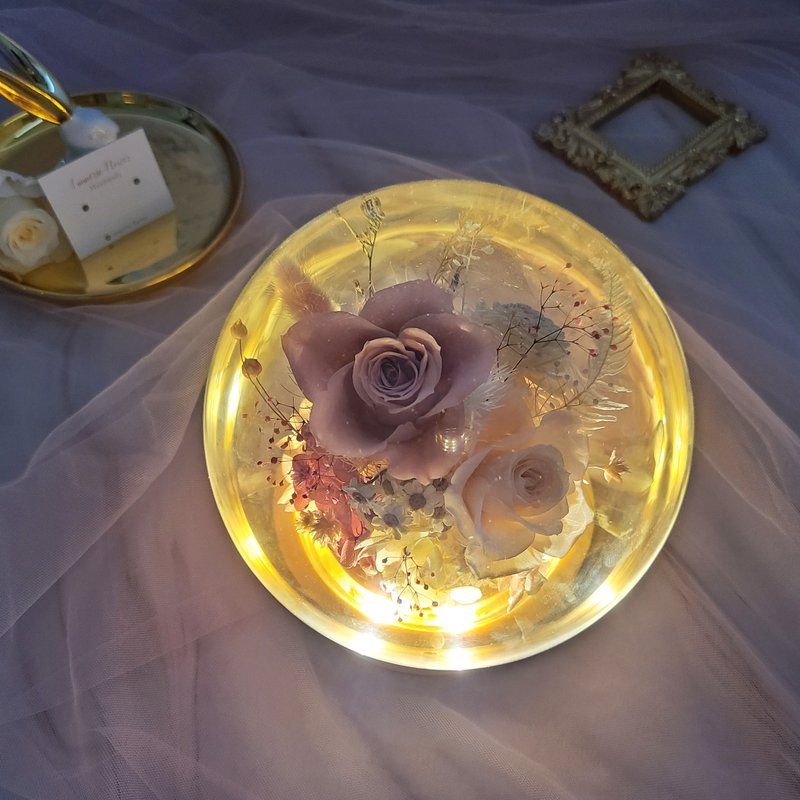 Immortal flower glass cup night light glass ball flower cup - Dried Flowers & Bouquets - Plants & Flowers Pink