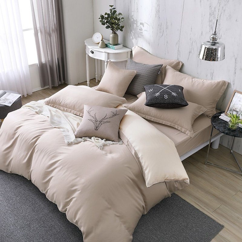 TL2000 Desert Rice X Cream Yellow/300 Weave Tencel Lyocell/Bed Pillow Set/Bed Duvet Set - Bedding - Eco-Friendly Materials Orange