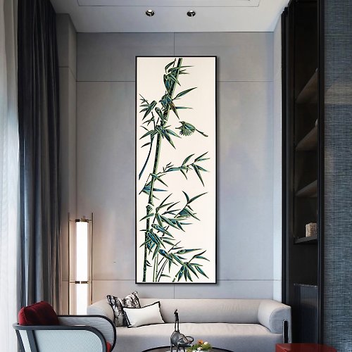 梯木疊雕 梯木疊雕-竹報平安|新中式禪意創意茶室背景牆裝潢客廳壁畫3d立體