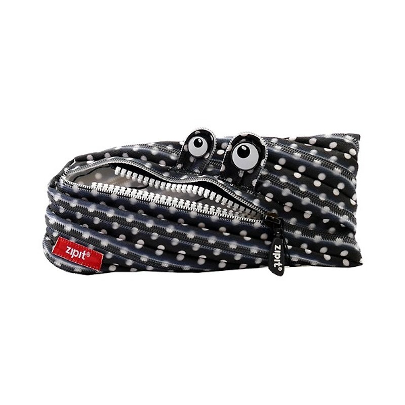 Zipit Monster Zipper Bag Camouflage Series (Medium) - Black and white dots - กระเป๋าเครื่องสำอาง - วัสดุอื่นๆ 