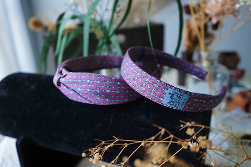 Papas Bow Tie 古董領帶改製手工髮箍-Hermès酸甜莓果紅-窄版