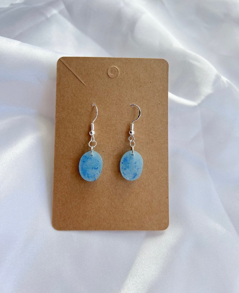 Handmade light blue drop earrings 925 silver - Earrings & Clip-ons - Resin Blue